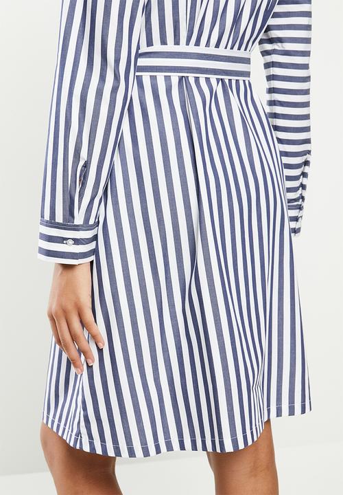 POLO - Bridget stripe shirt dress - white & navy