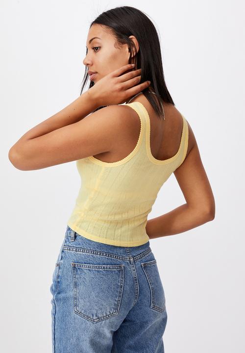 Cotton On - Little sister pointelle tank - lemon