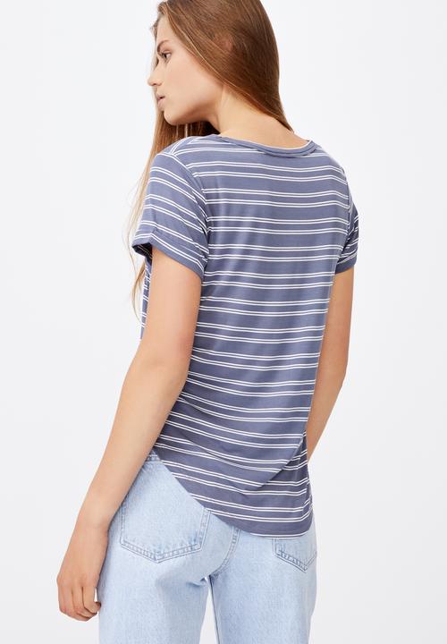 Cotton On - Kathleen short sleeve top - sarina stripe vintage navy/white