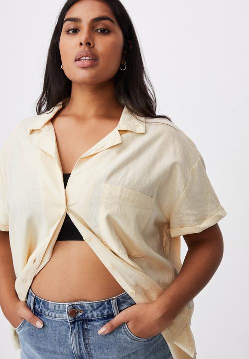 Cotton On - Curve pool side shirt - warm linen