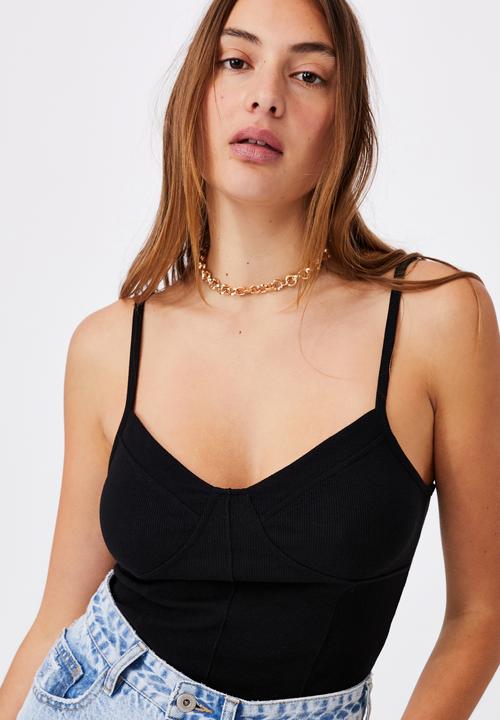 Cotton On - Brenna corset cami - black