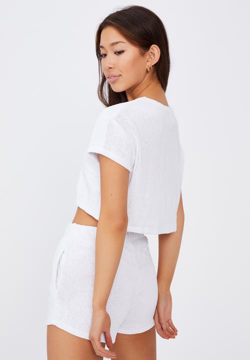 Factorie - Textured jersey baby tee - white