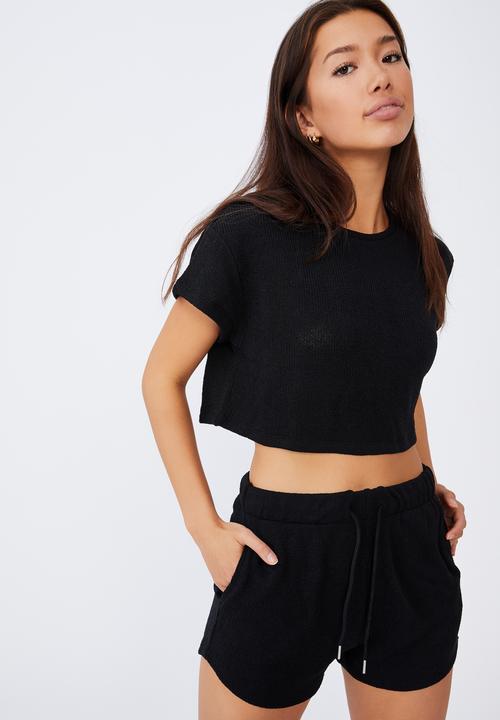 Factorie - Textured jersey baby tee - black