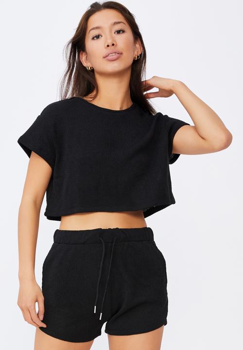 Factorie - Textured jersey baby tee - black