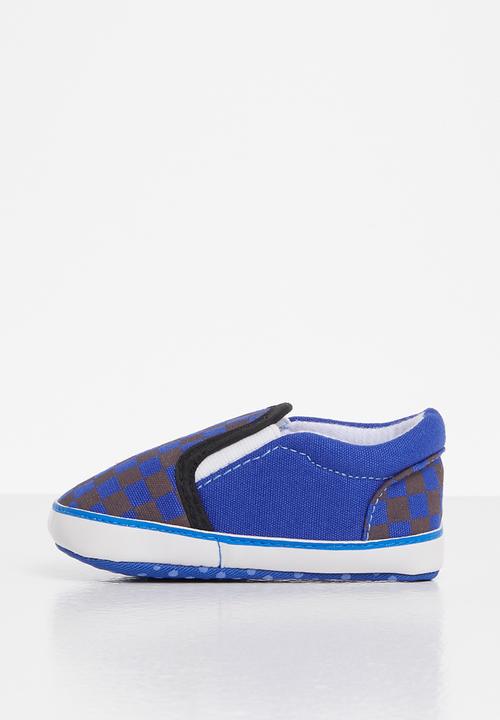 Pop Candy - Boys check slip on sneaker - blue