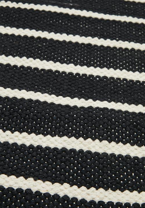 Sixth Floor - Woven striped bath mat - black & white