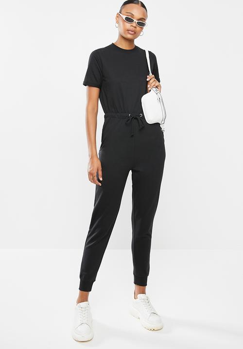 Missguided - Drawstring jogger cuff jumpsuit - black