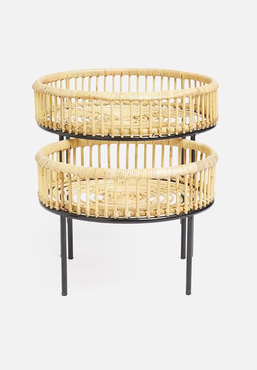Sixth Floor - Komodo rattan nesting tables - natural & black