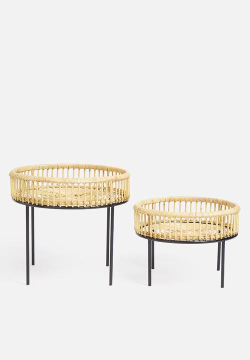 Sixth Floor - Komodo rattan nesting tables - natural & black