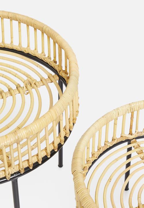 Sixth Floor - Komodo rattan nesting tables - natural & black