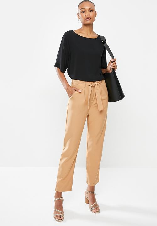 edit - Oversized wide neck boxy shell blouse - black