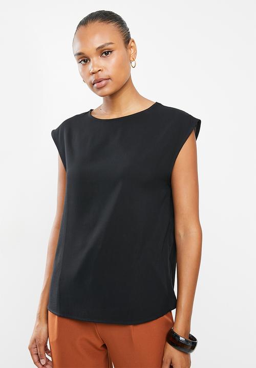 edit - Woven basic shell blouse - black