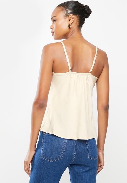edit - Cowl neck satin cami - ivory