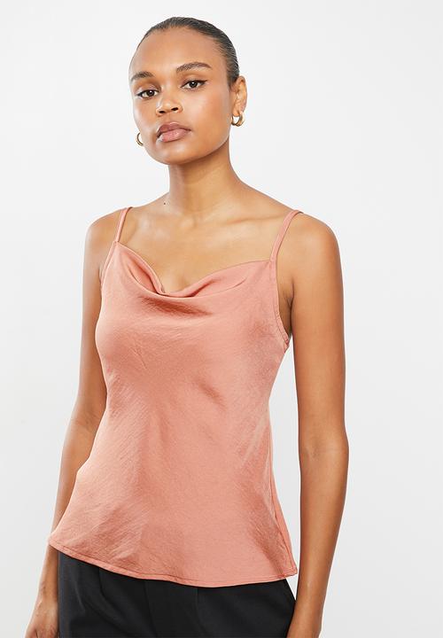 edit - Cowl neck satin cami - rose