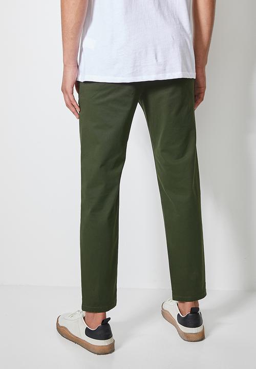 Superbalist - Seoul pleated tapered chino - dark green