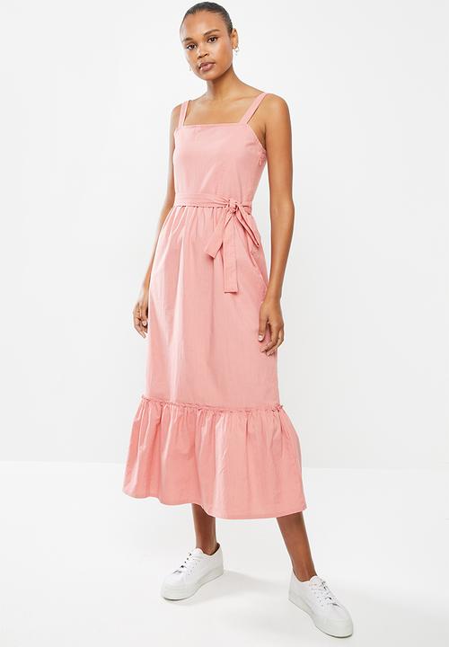 edit - Cotton voile strappy tier maxi - pink