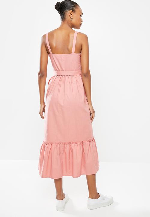edit - Cotton voile strappy tier maxi - pink