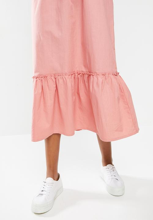 edit - Cotton voile strappy tier maxi - pink