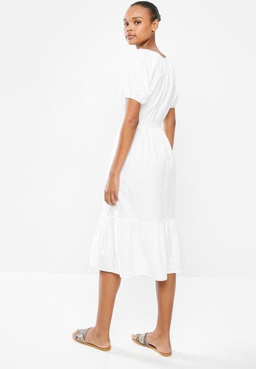 edit - Shirred waist cotton square midi tunic - milk