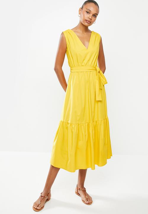 edit - Poplin midi dress - yellow