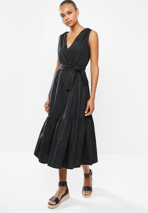 edit - Poplin midi dress - black