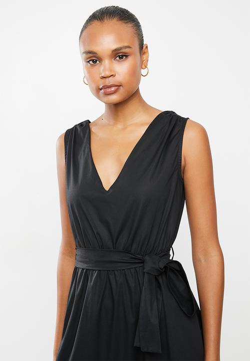 edit - Poplin midi dress - black