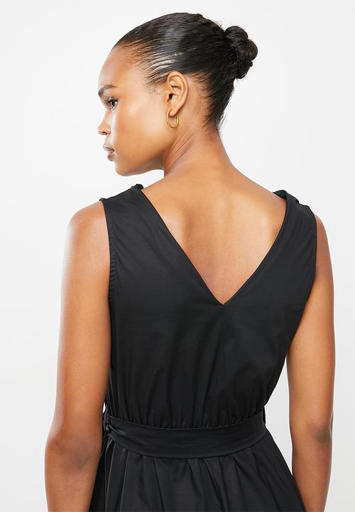 edit - Poplin midi dress - black