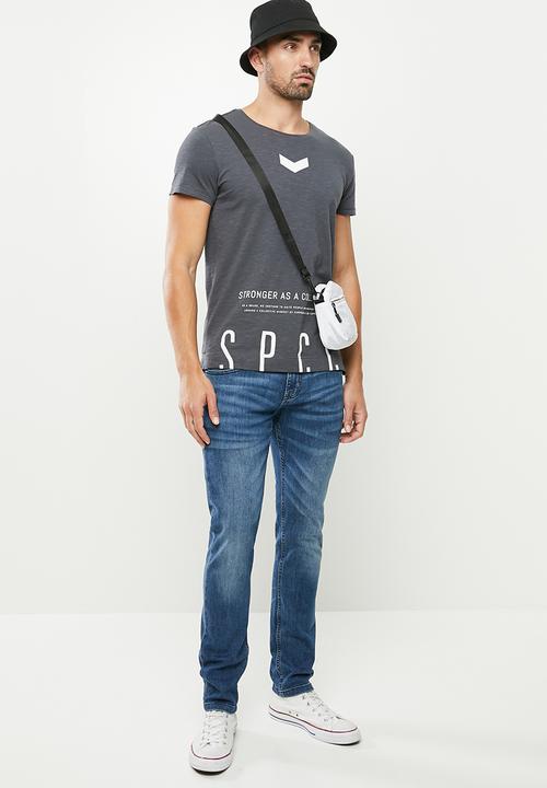 S.P.C.C - Duke fashion side slit straight hem T-shirt - grey