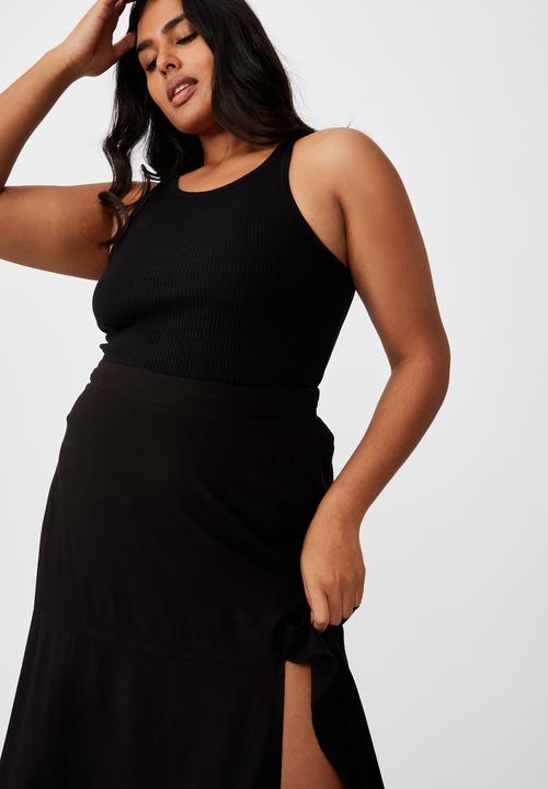 Cotton On - Curve alana split maxi skirt - black