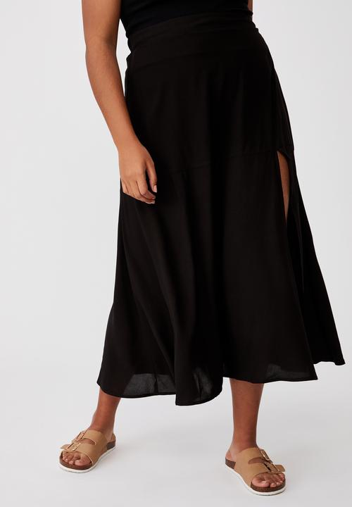 Cotton On - Curve alana split maxi skirt - black