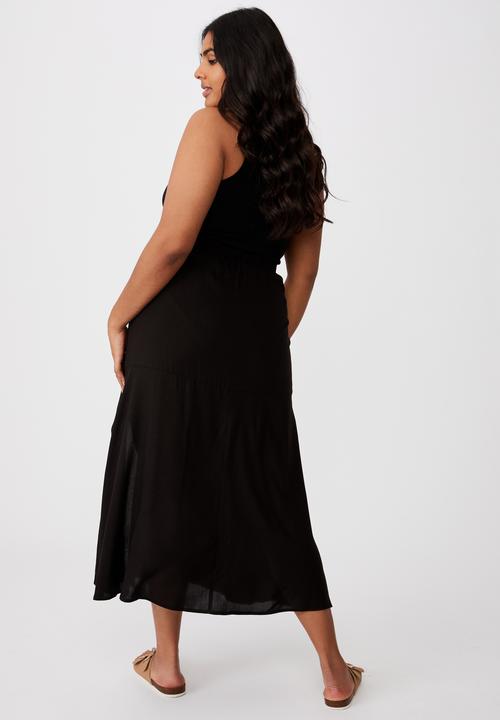 Cotton On - Curve alana split maxi skirt - black