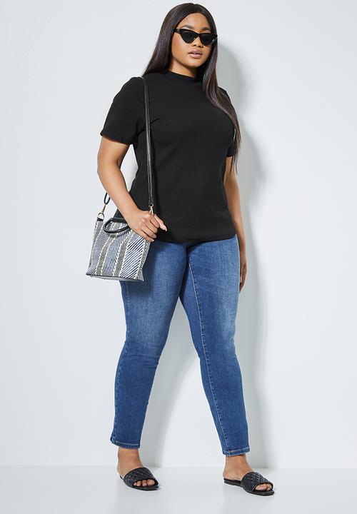 Superbalist - 2 Pack rib high neck tees - black & white