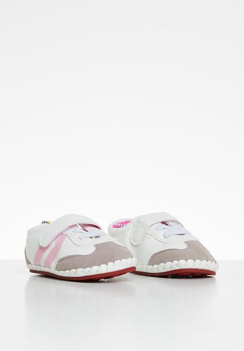 Pop Candy - Baby girls velcro strap sneaker - white & grey