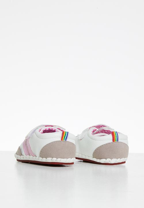 Pop Candy - Baby girls velcro strap sneaker - white & grey