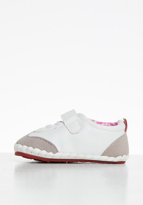 Pop Candy - Baby girls velcro strap sneaker - white & grey