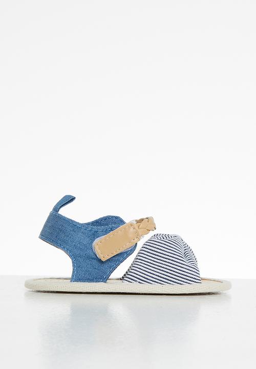 Pop Candy - Girls stripe sandal - navy & white