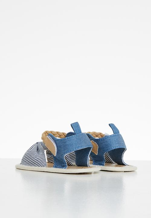 Pop Candy - Girls stripe sandal - navy & white