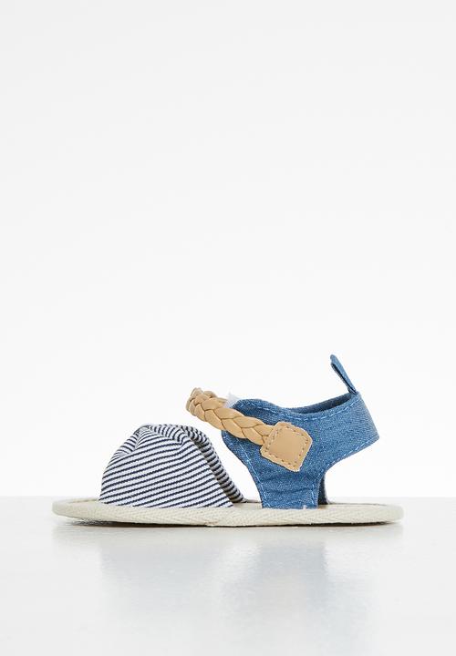 Pop Candy - Girls stripe sandal - navy & white