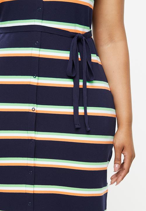 POLO - Plus Bernadine stripe longer length golfer dress - multi