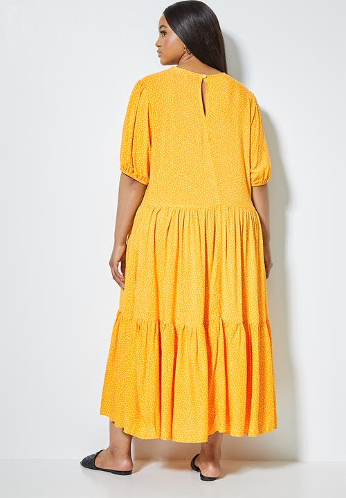 Superbalist - Woven tiered dress - yellow & white