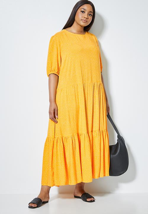 Superbalist - Woven tiered dress - yellow & white