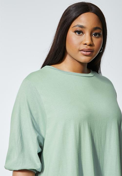 Superbalist - Combo fabric tiered dress - sage
