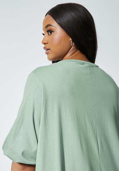 Superbalist - Combo fabric tiered dress - sage