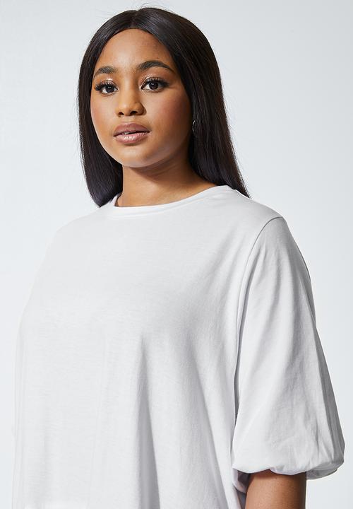 Superbalist - Combo fabric tiered dress - white