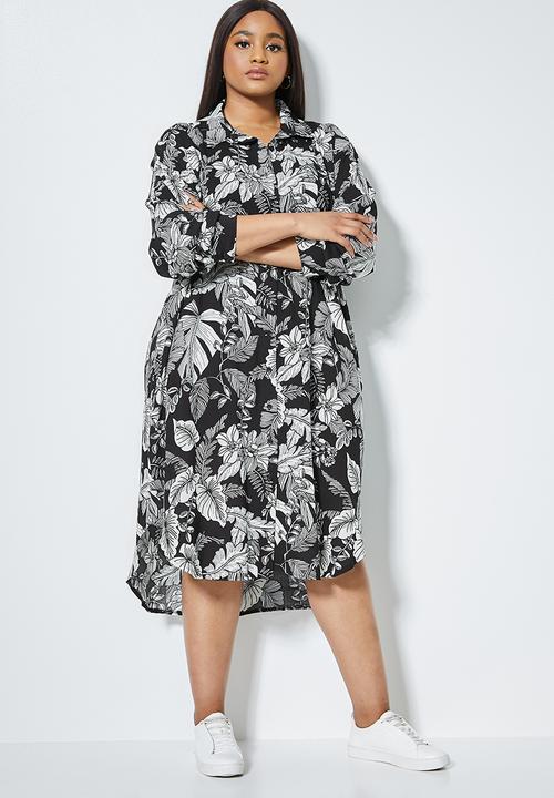 Superbalist - Midi shirt dress - black & white