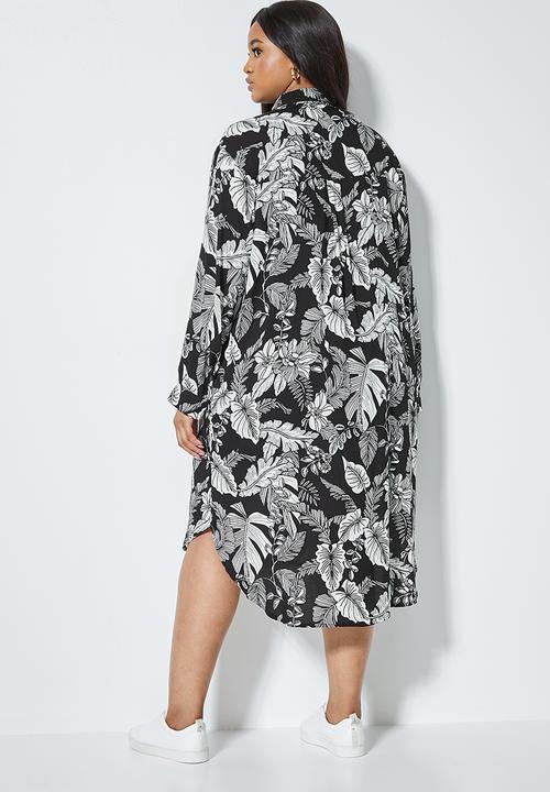 Superbalist - Midi shirt dress - black & white