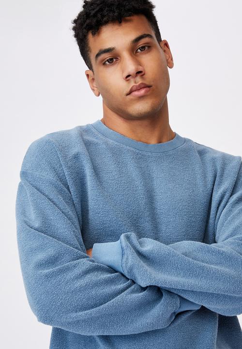 Factorie - Reverse fleece crew - washed chalk blue