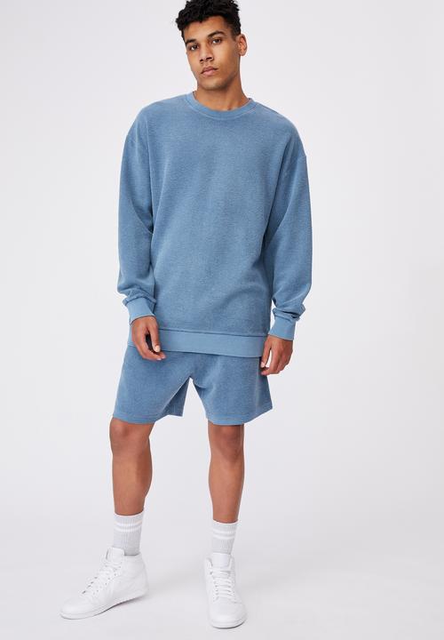 Factorie - Reverse fleece crew - washed chalk blue