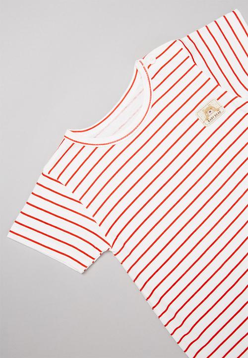 Pop Candy - Baby boys stripe romper - white & red