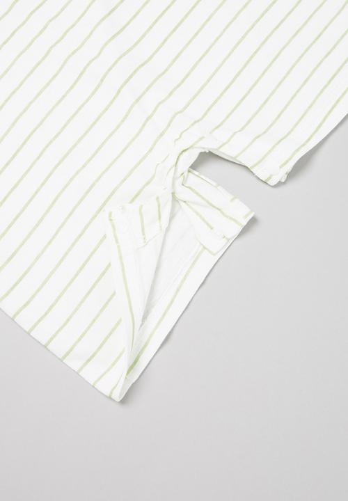 Pop Candy - Baby boys stripe romper - white & green